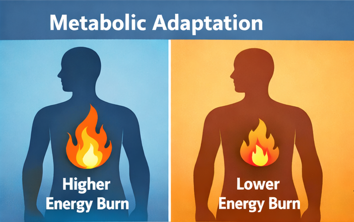 Metabolic adaptation showing reduced energy burn over time